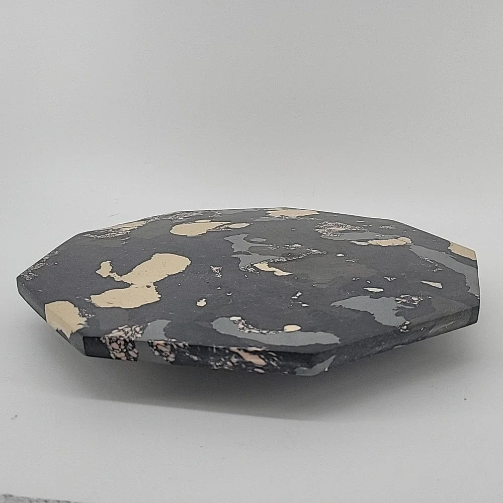 Diane von Furstenberg DVF Target Neutral Marble Stone Lazy Susan Serving Stand